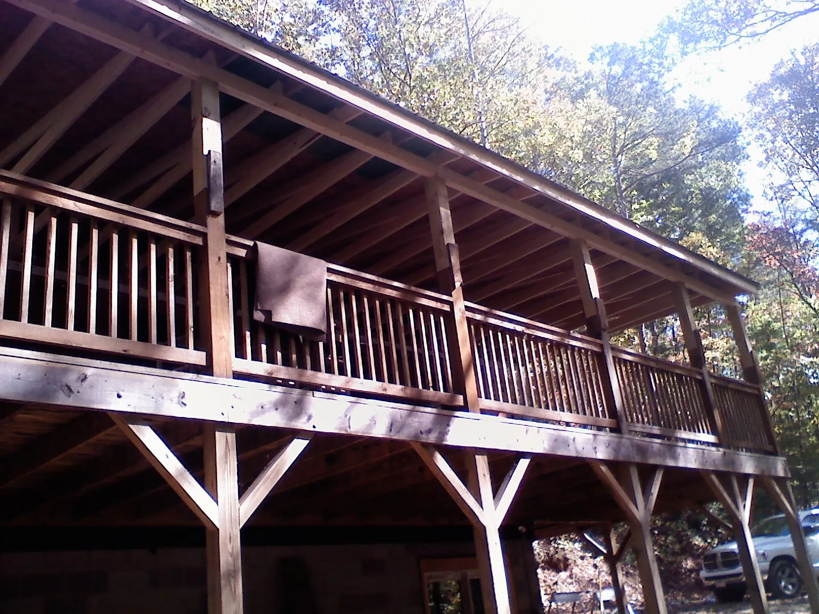 Timber framing under a new elevated porch and deck — Roof Leak Repair in Benton by Roofing Brothers